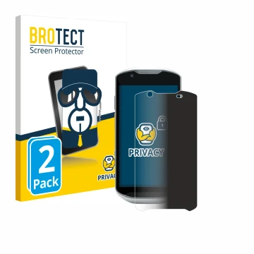Front side of a product packaging with the brand logo BROTECT. Next to it is the device Zebra TC52x-HC shown with the correspo