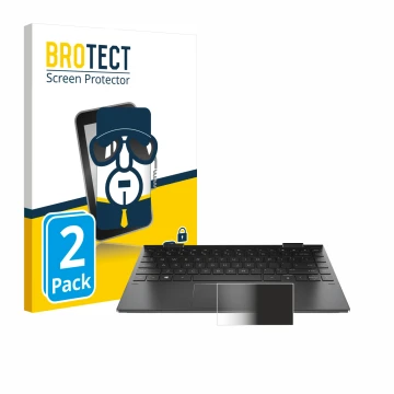 Front side of a product packaging with the brand logo BROTECT. Next to it is the device HP Envy x360 (13-X) (ONLY Touch Trackp