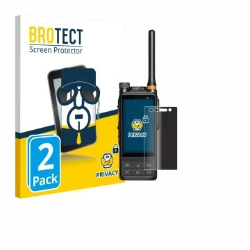 Front side of a product packaging with the brand logo BROTECT. Next to it is the device Hytera PDC680 shown with the correspon