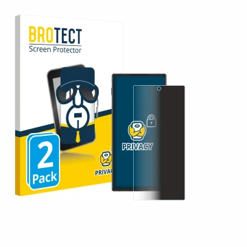Front side of a product packaging with the brand logo BROTECT. Next to it is the device ZTE Nubia Z70S Ultra shown with the co
