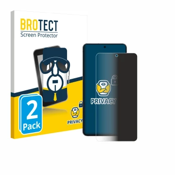 Front side of a product packaging with the brand logo BROTECT. Next to it is the device Samsung Galaxy S25 Edge shown with the