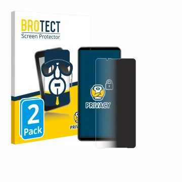 Front side of a product packaging with the brand logo BROTECT. Next to it is the device Sony Xperia 1 VII shown with the corre