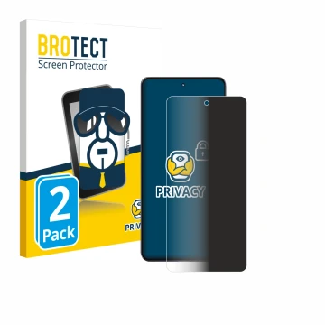 Front side of a product packaging with the brand logo BROTECT. Next to it is the device Motorola Moto G86 shown with the corre