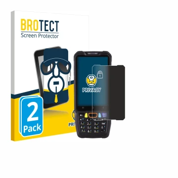 Front side of a product packaging with the brand logo BROTECT. Next to it is the device Point Mobile PM68 shown with the corre