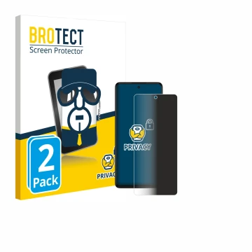 Front side of a product packaging with the brand logo BROTECT. Next to it is the device TCL 50 Pro NXTPaper 5G shown with the 