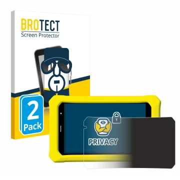 Front side of a product packaging with the brand logo BROTECT. Next to it is the device Clementoni Clempad 8