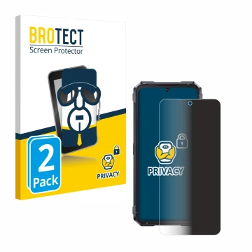Front side of a product packaging with the brand logo BROTECT. Next to it is the device Cubot King Kong 11 shown with the corr