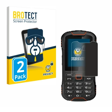 Front side of a product packaging with the brand logo BROTECT. Next to it is the device Gigaset GLX8 shown with the correspond