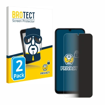 Front side of a product packaging with the brand logo BROTECT. Next to it is the device Xiaomi Redmi 15C shown with the corres