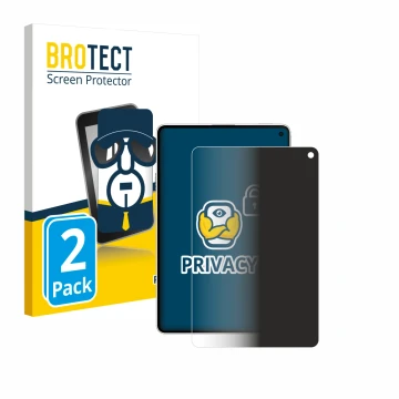 Front side of a product packaging with the brand logo BROTECT. Next to it is the device Huawei MatePad Mini shown with the cor