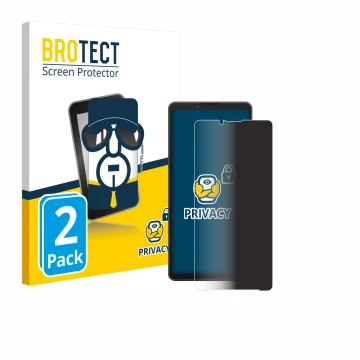 Front side of a product packaging with the brand logo BROTECT. Next to it is the device Sony Xperia 10 VII shown with the corr