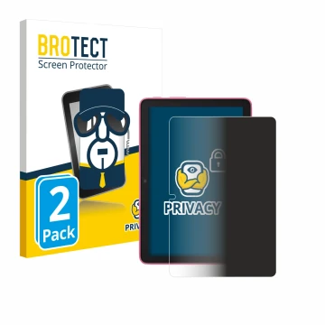 Front side of a product packaging with the brand logo BROTECT. Next to it is the device Amazon Fire HD 8 2024 shown with the c