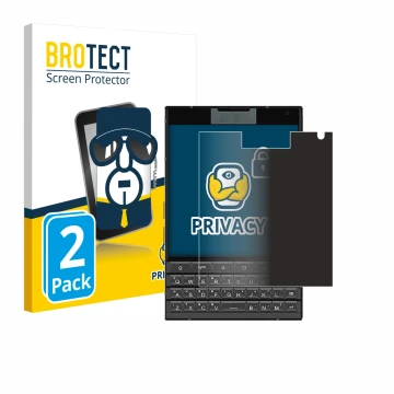 Front side of a product packaging with the brand logo BROTECT. Next to it is the device Unihertz Titan 2 shown with the corres