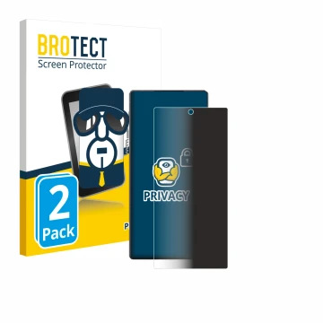 Front side of a product packaging with the brand logo BROTECT. Next to it is the device ZTE Nubia Z80 Ultra shown with the cor