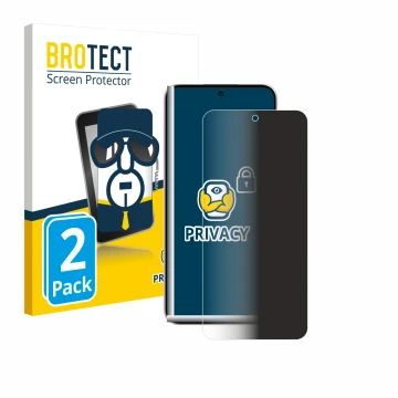 Front side of a product packaging with the brand logo BROTECT. Next to it is the device Oppo Reno 14 shown with the correspond