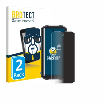 Front side of a product packaging with the brand logo BROTECT. Next to it is the device Cubot King Kong Mini 4 shown with the 
