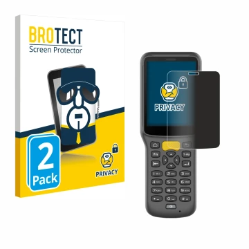 Front side of a product packaging with the brand logo BROTECT. Next to it is the device Newland MT37 Baiji shown with the corr