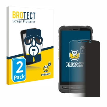 Front side of a product packaging with the brand logo BROTECT. Next to it is the device Newland MT9055 Orca III shown with the