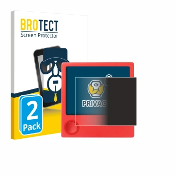 Front side of a product packaging with the brand logo BROTECT. Next to it is the device PicPak E-Ink Display shown with the co