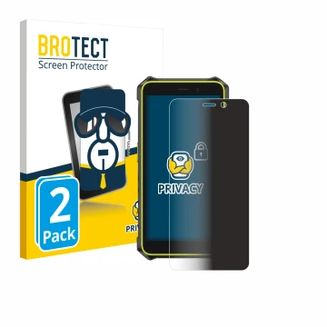 Front side of a product packaging with the brand logo BROTECT. Next to it is the device Ulefone RugKing 2 Pro shown with the c