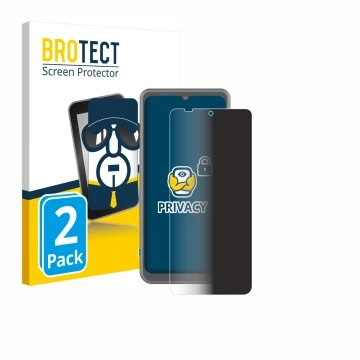 Front side of a product packaging with the brand logo BROTECT. Next to it is the device Sonim XP Pro Thermal shown with the co