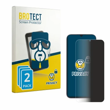 Front side of a product packaging with the brand logo BROTECT. Next to it is the device realme C100i shown with the correspond