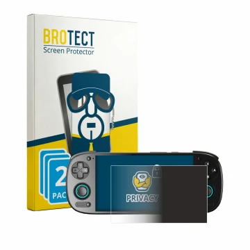 Front side of a product packaging with the brand logo BROTECT. Next to it is the device Retroid Pocket 5 shown with the corres
