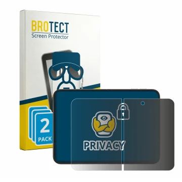 Front side of a product packaging with the brand logo BROTECT. Next to it is the device Apple iPhone Duo (Inner display) shown
