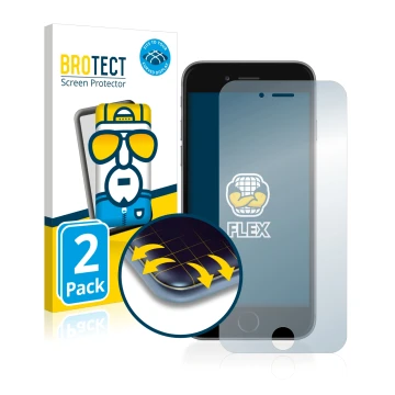 Front side of a product packaging with the brand logo BROTECT. Next to it is the device Apple iPhone 6 shown with the correspo