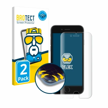 Front side of a product packaging with the brand logo BROTECT. Next to it is the device Apple iPhone 6S shown with the corresp
