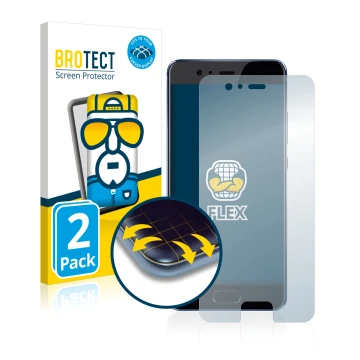 Front side of a product packaging with the brand logo BROTECT. Next to it is the device Huawei P10 shown with the correspondin