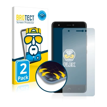 Front side of a product packaging with the brand logo BROTECT. Next to it is the device BQ Aquaris X shown with the correspond