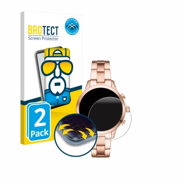 Front side of a product packaging with the brand logo BROTECT. Next to it is the device Michael Kors Access Runway (41 mm) sho