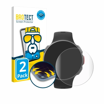 Front side of a product packaging with the brand logo BROTECT. Next to it is the device Polar Vantage V shown with the corresp