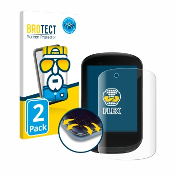 Front side of a product packaging with the brand logo BROTECT. Next to it is the device Garmin Edge 530 shown with the corresp