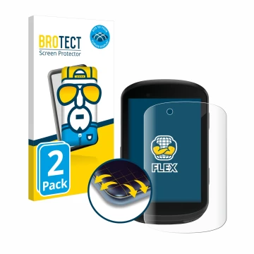 Front side of a product packaging with the brand logo BROTECT. Next to it is the device Garmin Edge 830 shown with the corresp