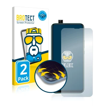 Front side of a product packaging with the brand logo BROTECT. Next to it is the device Huawei P smart Z shown with the corres