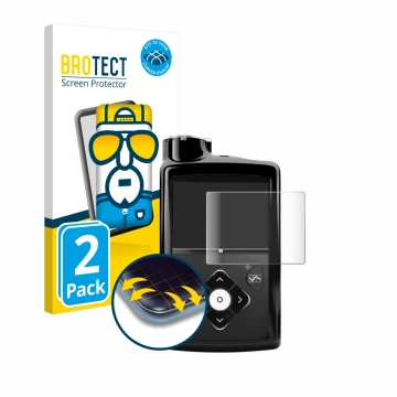 Front side of a product packaging with the brand logo BROTECT. Next to it is the device Medtronic Minimed 670G shown with the 