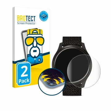 Front side of a product packaging with the brand logo BROTECT. Next to it is the device Garmin vivomove Style (42 mm) shown wi