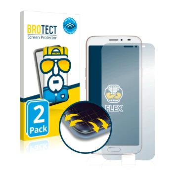 Front side of a product packaging with the brand logo BROTECT. Next to it is the device Doro 8080 shown with the corresponding