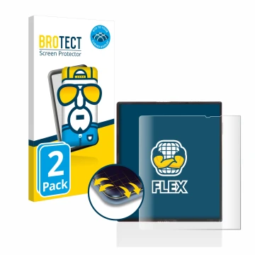 Front side of a product packaging with the brand logo BROTECT. Next to it is the device Huawei Mate Xs shown with the correspo