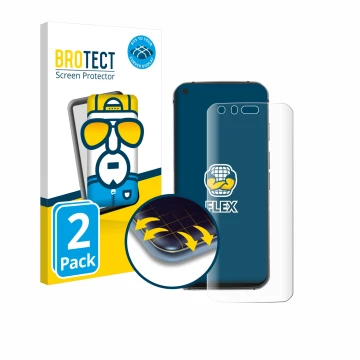 Front side of a product packaging with the brand logo BROTECT. Next to it is the device Caterpillar Cat S62 Pro shown with the