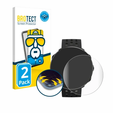 Front side of a product packaging with the brand logo BROTECT. Next to it is the device Polar Vantage M2 shown with the corres