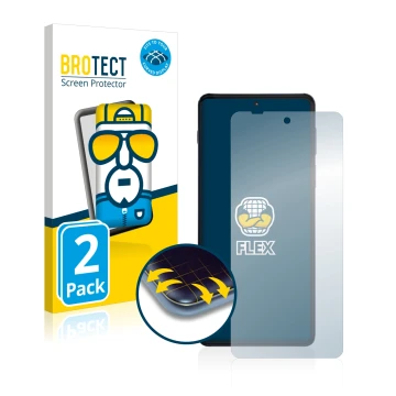 Front side of a product packaging with the brand logo BROTECT. Next to it is the device Motorola Edge 20 Pro shown with the co