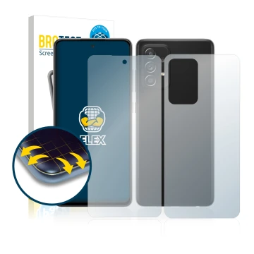 Front side of a product packaging with the brand logo BROTECT. Next to it is the device Samsung Galaxy A52s 5G (Front+Back) sh