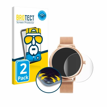 Front side of a product packaging with the brand logo BROTECT. Next to it is the device Naixues Smartwatch CF80 1.08