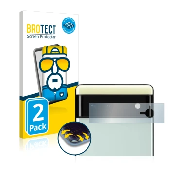 Front side of a product packaging with the brand logo BROTECT. Next to it is the device Google Pixel 6 (ONLY Camera Lens) show