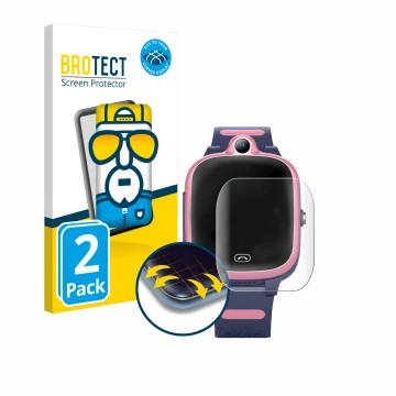 Front side of a product packaging with the brand logo BROTECT. Next to it is the device Fitonme 4G Smartwatch S.B-1034 shown w