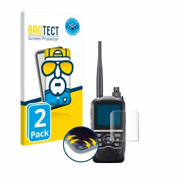 Front side of a product packaging with the brand logo BROTECT. Next to it is the device Icom ID-52E shown with the correspondi