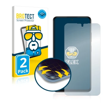 Front side of a product packaging with the brand logo BROTECT. Next to it is the device Xiaomi Redmi Note 11 Pro shown with th